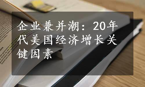 企业兼并潮：20年代美国经济增长关键因素