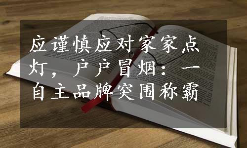 应谨慎应对家家点灯，户户冒烟：一自主品牌突围称霸