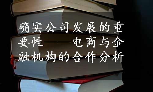 确实公司发展的重要性——电商与金融机构的合作分析