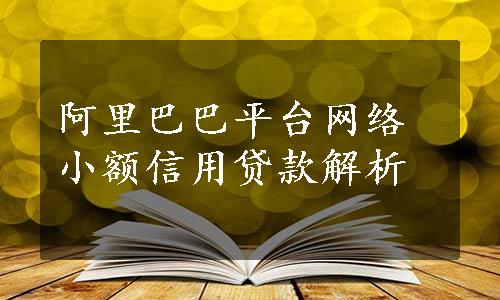 阿里巴巴平台网络小额信用贷款解析