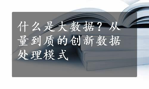 什么是大数据？从量到质的创新数据处理模式