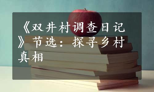 《双井村调查日记》节选：探寻乡村真相