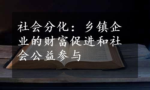 社会分化：乡镇企业的财富促进和社会公益参与