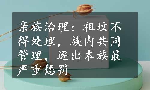 亲族治理：祖坟不得处理，族内共同管理，逐出本族最严重惩罚