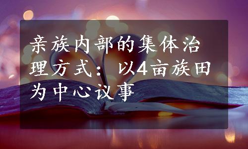 亲族内部的集体治理方式：以4亩族田为中心议事