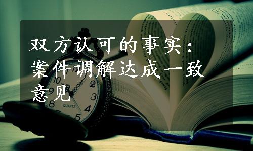 双方认可的事实：案件调解达成一致意见