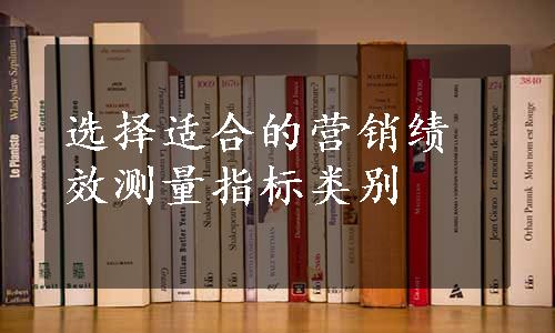 选择适合的营销绩效测量指标类别