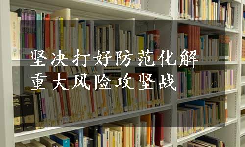 坚决打好防范化解重大风险攻坚战