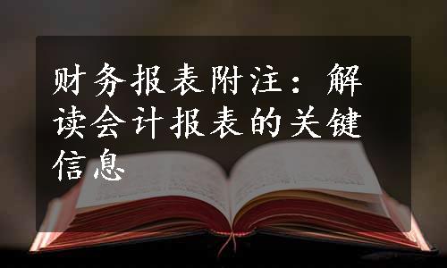 财务报表附注：解读会计报表的关键信息