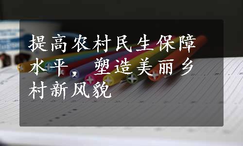 提高农村民生保障水平，塑造美丽乡村新风貌