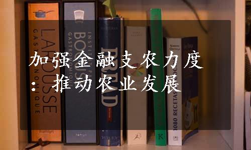 加强金融支农力度：推动农业发展