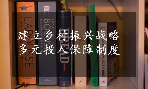 建立乡村振兴战略多元投入保障制度