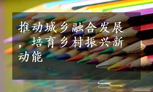 推动城乡融合发展，培育乡村振兴新动能