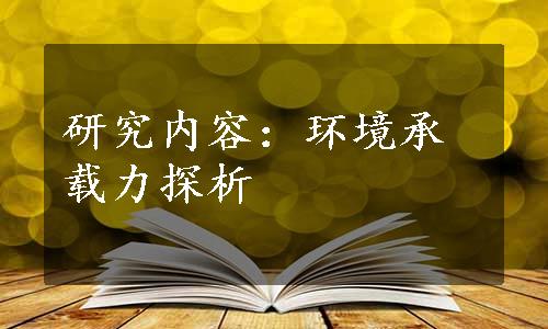 研究内容：环境承载力探析