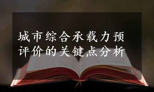 城市综合承载力预评价的关键点分析