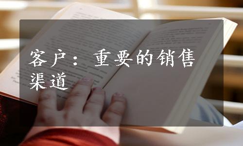 客户：重要的销售渠道