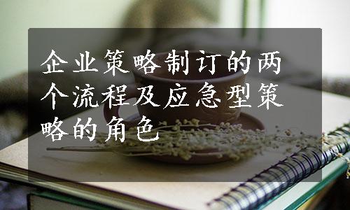 企业策略制订的两个流程及应急型策略的角色