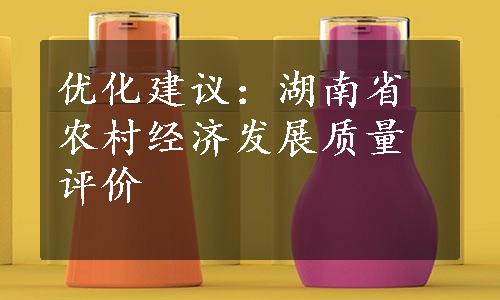 优化建议：湖南省农村经济发展质量评价