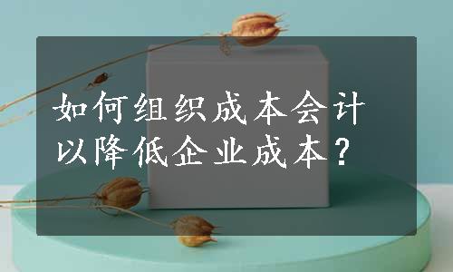 如何组织成本会计以降低企业成本？