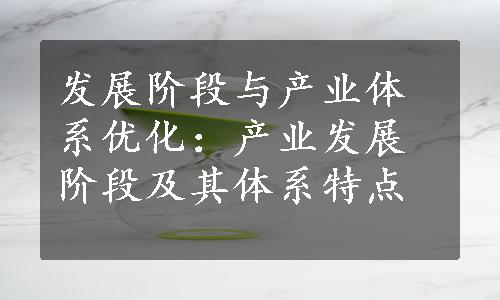 发展阶段与产业体系优化：产业发展阶段及其体系特点