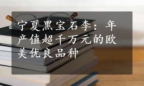 宁夏黑宝石李：年产值超千万元的欧美优良品种