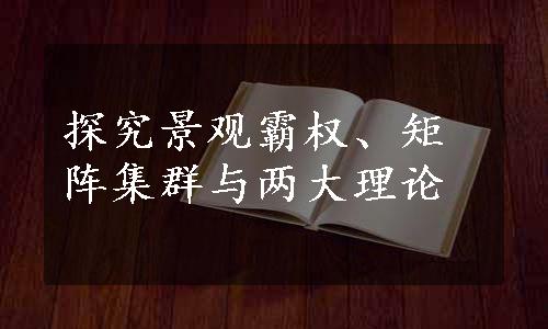 探究景观霸权、矩阵集群与两大理论