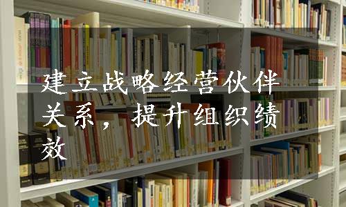 建立战略经营伙伴关系，提升组织绩效