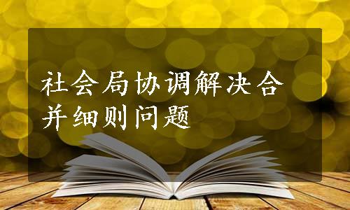 社会局协调解决合并细则问题