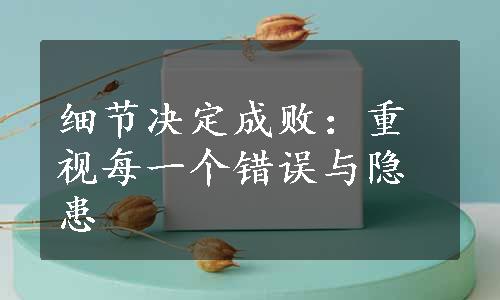 细节决定成败：重视每一个错误与隐患