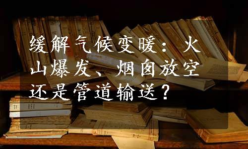 缓解气候变暖：火山爆发、烟囱放空还是管道输送？