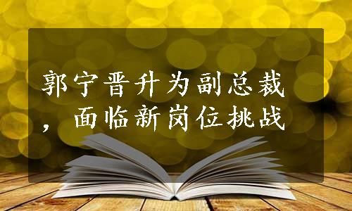 郭宁晋升为副总裁，面临新岗位挑战