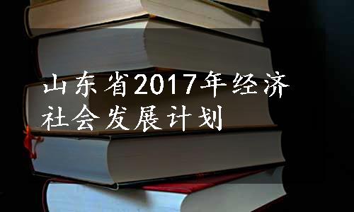 山东省2017年经济社会发展计划