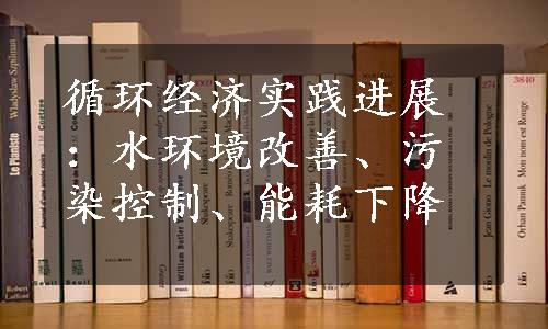 循环经济实践进展：水环境改善、污染控制、能耗下降