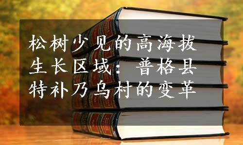 松树少见的高海拔生长区域：普格县特补乃乌村的变革