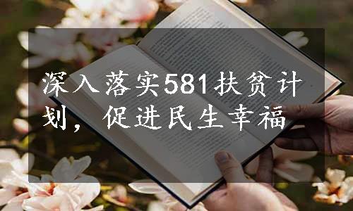 深入落实581扶贫计划，促进民生幸福