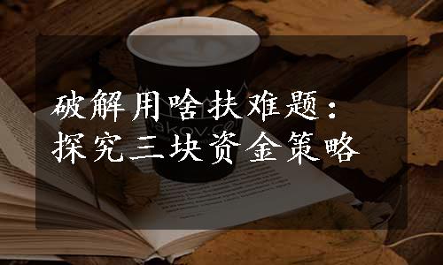 破解用啥扶难题：探究三块资金策略