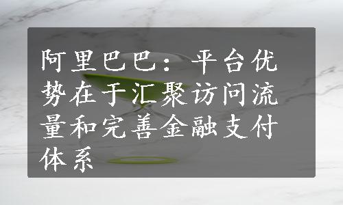 阿里巴巴：平台优势在于汇聚访问流量和完善金融支付体系