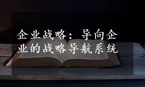 企业战略：导向企业的战略导航系统