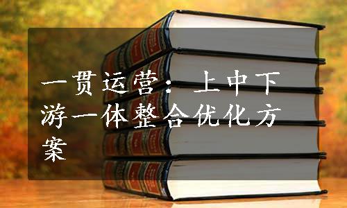 一贯运营：上中下游一体整合优化方案