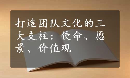 打造团队文化的三大支柱：使命、愿景、价值观