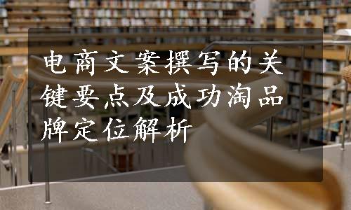 电商文案撰写的关键要点及成功淘品牌定位解析