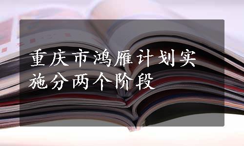 重庆市鸿雁计划实施分两个阶段