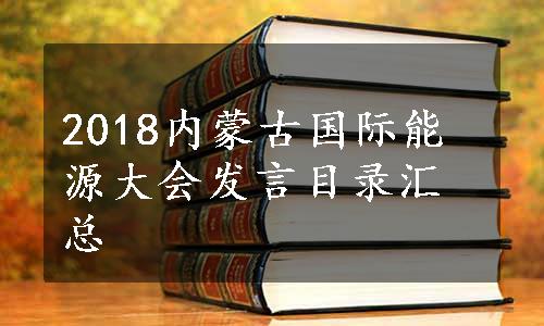 2018内蒙古国际能源大会发言目录汇总