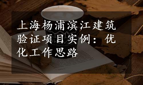 上海杨浦滨江建筑验证项目实例：优化工作思路