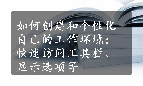 如何创建和个性化自己的工作环境：快速访问工具栏、显示选项等