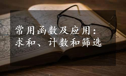 常用函数及应用：求和、计数和筛选