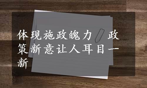 体现施政魄力　政策新意让人耳目一新