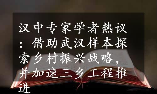 汉中专家学者热议：借助武汉样本探索乡村振兴战略，并加速三乡工程推进