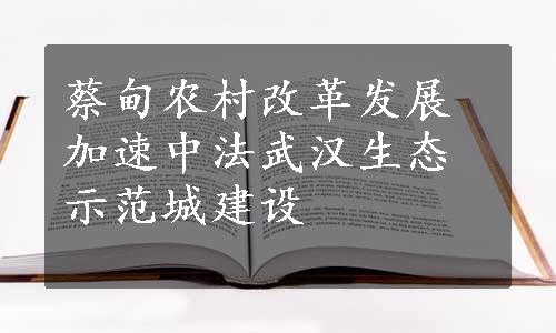 蔡甸农村改革发展加速中法武汉生态示范城建设