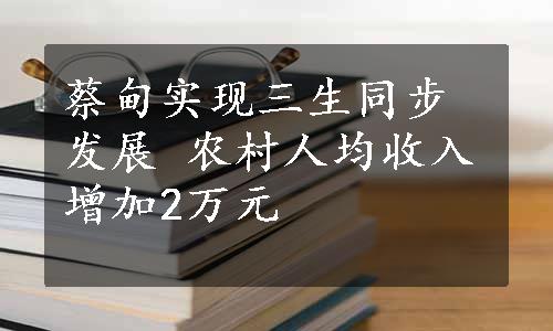 蔡甸实现三生同步发展 农村人均收入增加2万元